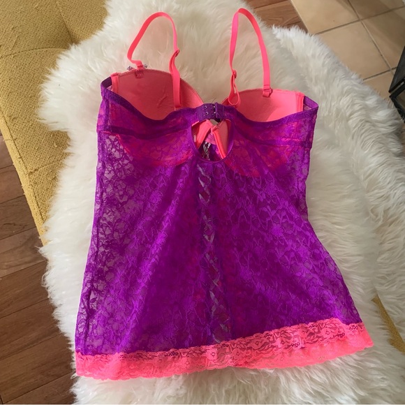 Native Intimates Pink & Purple Lace Lingerie Bra Top - Picture 10 of 11